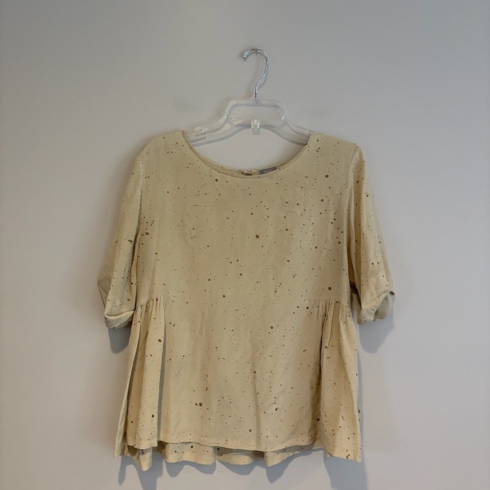 Hoss Intropia Elegant Beige Speckled 100% Silk Blouse